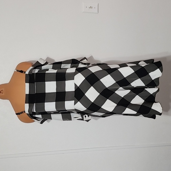 Bar III Black Checkered Plaid Buttondown Dress Size Large - Picture 2 of 4
